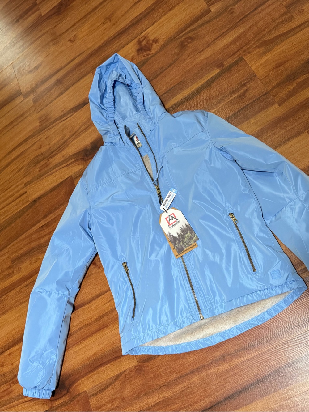 Avalanche Light Blue Hooded Raincoat Jacket